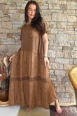 Tasha Damask T Shirt Maxi Dress Walnut